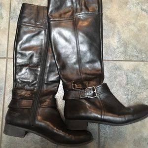 Nine West black leather riding boots
